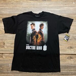 NWT Matt Smith David Tennant Dr Who T Shirt Black Size XL Rare BBC